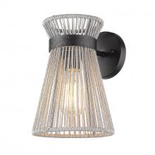  6938-1W BLK-BR - Avon 1-Light Wall Sconce in Matte Black with Bleached Raphia Rope